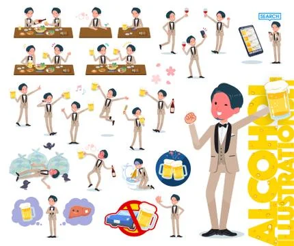 Flat type beige tuxedo men alcohol Stockillustratie