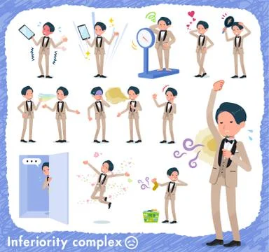 Flat type beige tuxedo men complex Illustrazione stock