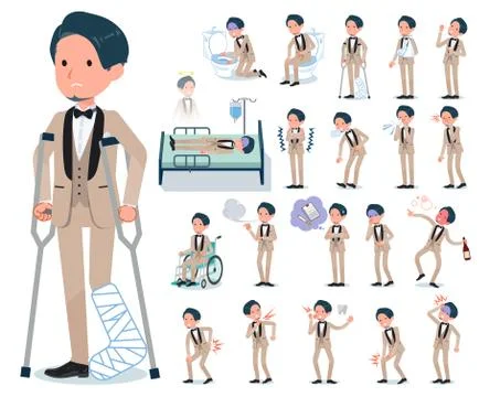 Flat type beige tuxedo men sickness 스톡 일러스트