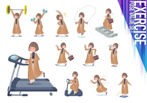 Flat type big size coat women exercise Ilustración de archivo