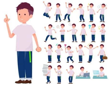 Flat type big T-shirt man emotion Illustrazione stock