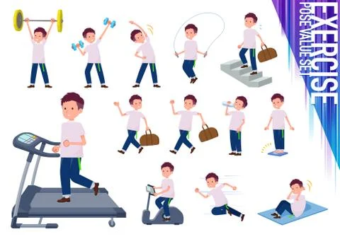 Flat type big T-shirt man exercise Ilustración de archivo
