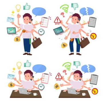 Flat type big T-shirt man mulch task Office Stock Illustration