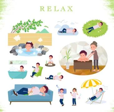 Flat type big T-shirt man relax Illustrazione stock