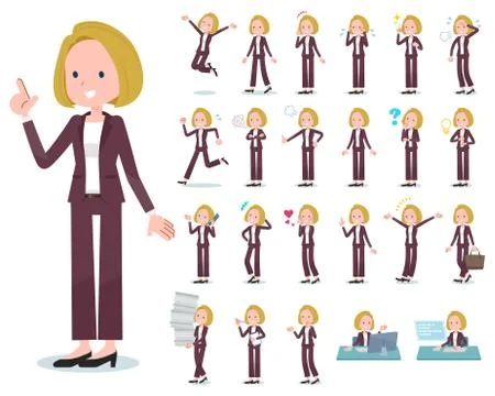 Flat type blond hair business women emotion Stock Illustration