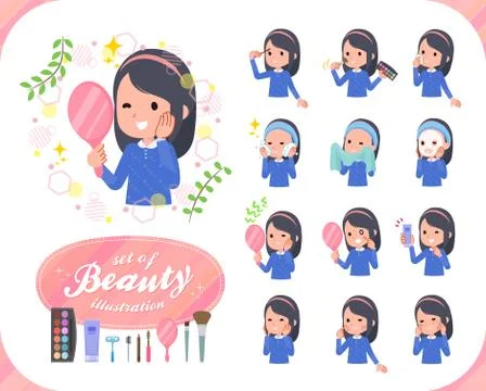 Flat type Blue clothes headband girl beauty Illustrazione stock