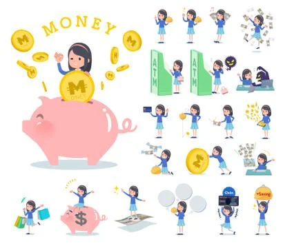 Flat type Blue clothes headband money Stock Illustration