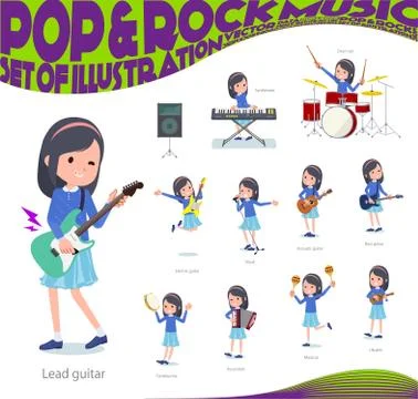 Flat type Blue clothes headband girl pop music Stock Illustration