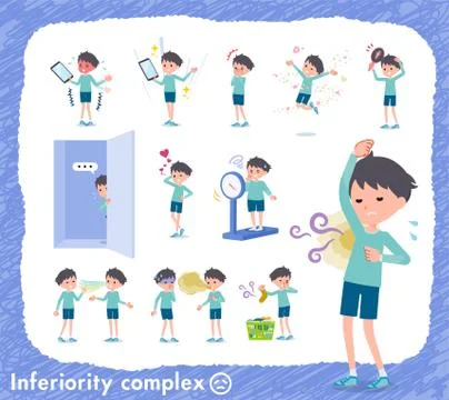 Flat type blue clothing boy complex Stock Illustration