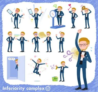 Flat type blue tuxedo men complex Stock Illustration