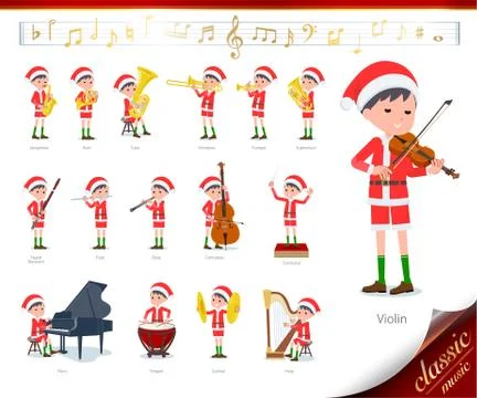 Flat type boy Santa Claus classic music Stock-Illustration