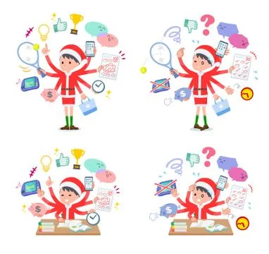 Flat type boy Santa Claus mulch task Ilustración de archivo