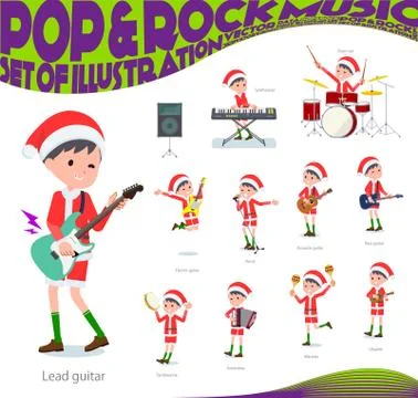 Flat type boy Santa Claus pop music Stock Illustration