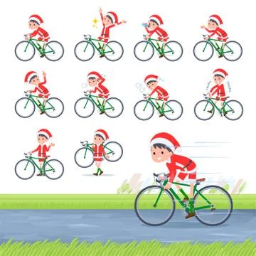Flat type boy Santa Claus road bike Illustrazione stock
