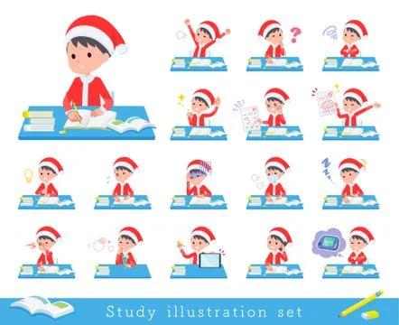 Flat type boy Santa Claus Study Stock Illustration