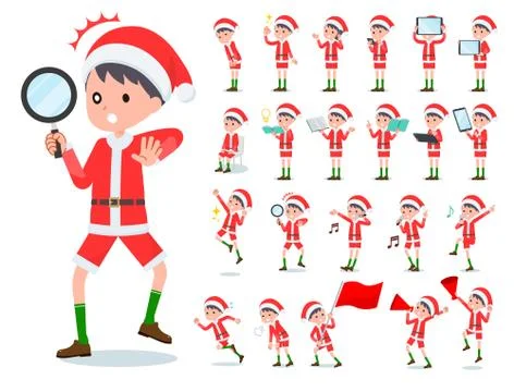 Flat type boy Santa Claus Action Stock Illustration