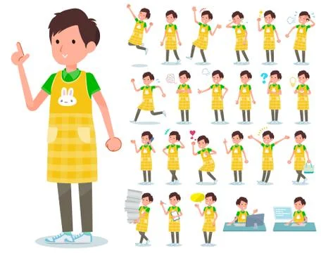 Flat type Childminder men emotion Illustrazione stock