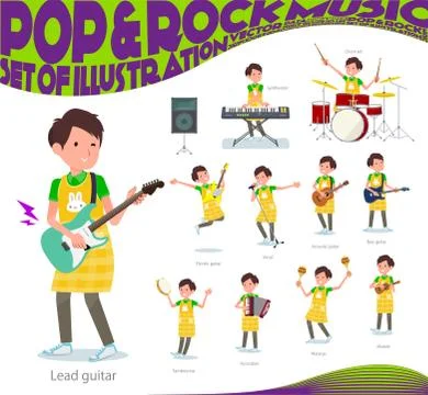 Flat type Childminder men pop music Stock Illustration