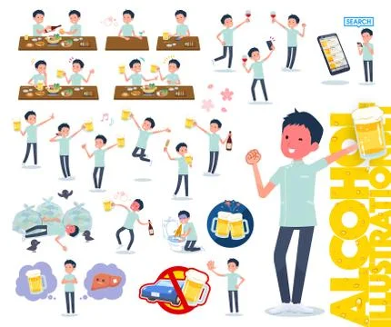 Flat type chiropractor men alcohol Stock Illustration