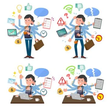 Flat type Dad and baby mulch task Office イラスト素材