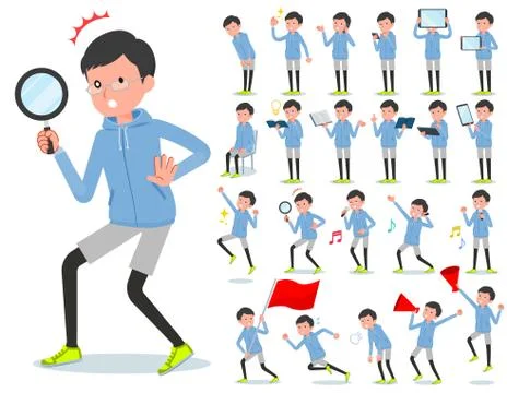 Flat type dad Blue sportswear Action Stock Illustration