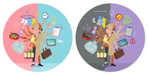Flat type Detective man mulch task switch イラスト素材
