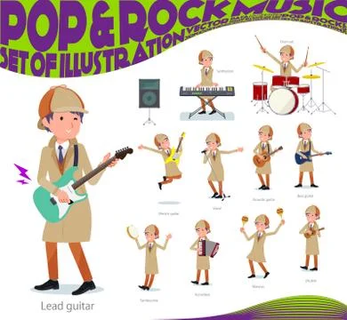 Flat type Detective man pop music Illustrazione stock