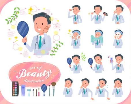Flat type Doctor old man beauty Stock Illustration