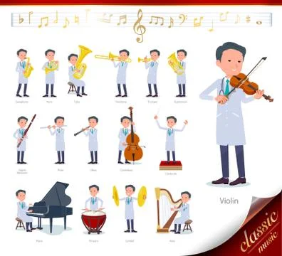 Flat type Doctor old man classic music Illustrazione stock