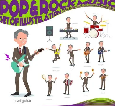 Flat type Double suit old men pop music Illustrazione stock