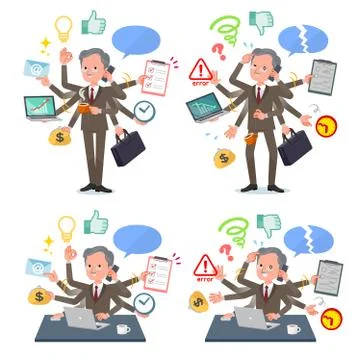 Flat type Double suit old men mulch task Office 스톡 일러스트