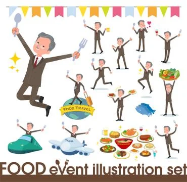 Flat type Double suit old men food festival Illustrazione stock