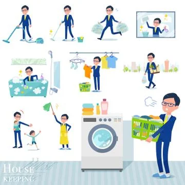 Flat type glasses Honest man housekeeping Stock Illustration