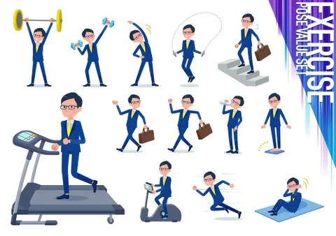 Flat type glasses Honest man exercise Stock Illustration