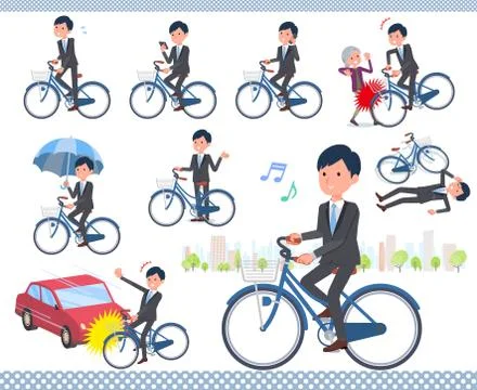 Flat type Gray suit businessman city cycle Stock Illustration
