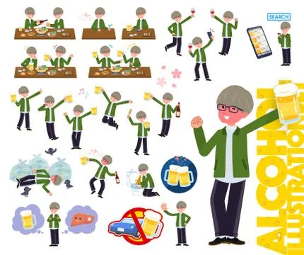 Flat type green Coach jacket man alcohol Illustrazione stock