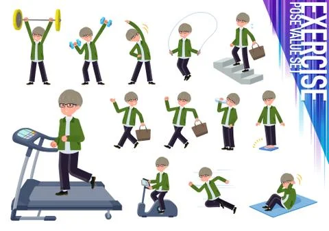 Flat type green Coach jacket man exercise Illustrazione stock