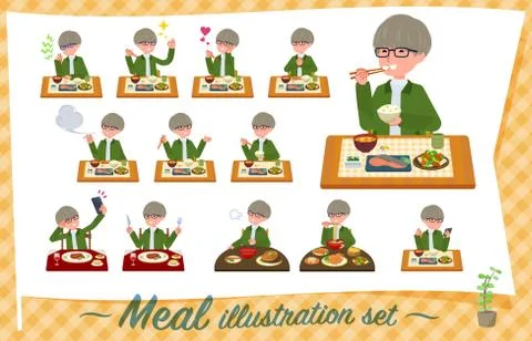 Flat type green Coach jacket man Meal Illustrazione stock