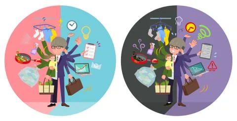 Flat type green Coach jacket man mulch task switch Illustrazione stock