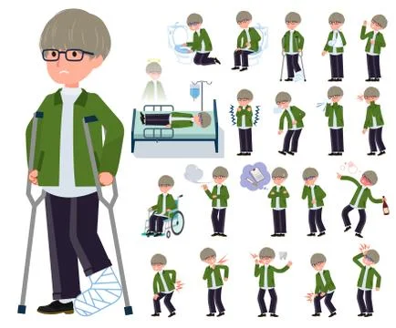 Flat type green Coach jacket man sickness Illustrazione stock