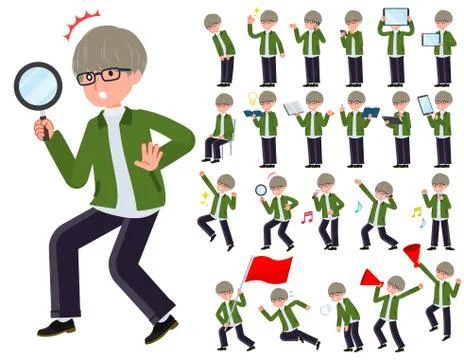 Flat type green Coach jacket man Action Illustrazione stock