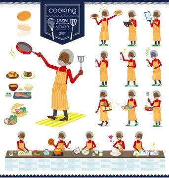 Flat type high neck old man black cooking Stock-Illustration