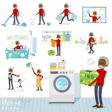 Flat type high neck old man black housekeeping Illustrazione stock