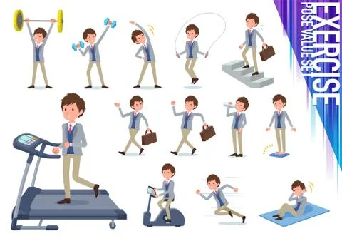 Flat type Jacket blue vest men exercise Ilustración de archivo