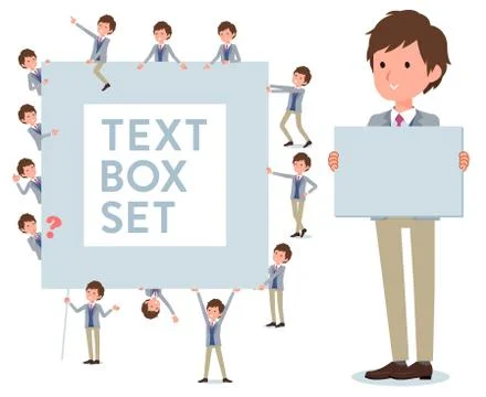 Flat type Jacket blue vest men text box Stock Illustration