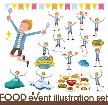 Flat type Jacket Short pants men food festival Stock Illustration