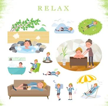 Flat type Jacket Short pants men relax Stock-Illustration