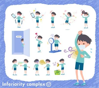 Flat type mask blue clothing boy complex Illustrazione stock