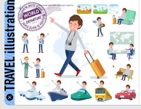 Flat type men grey foodie sportswear travel Stock Illustration
