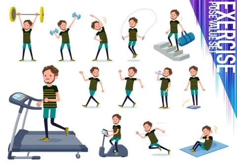 Flat type Middle men sportswear exercise Stock Illustration